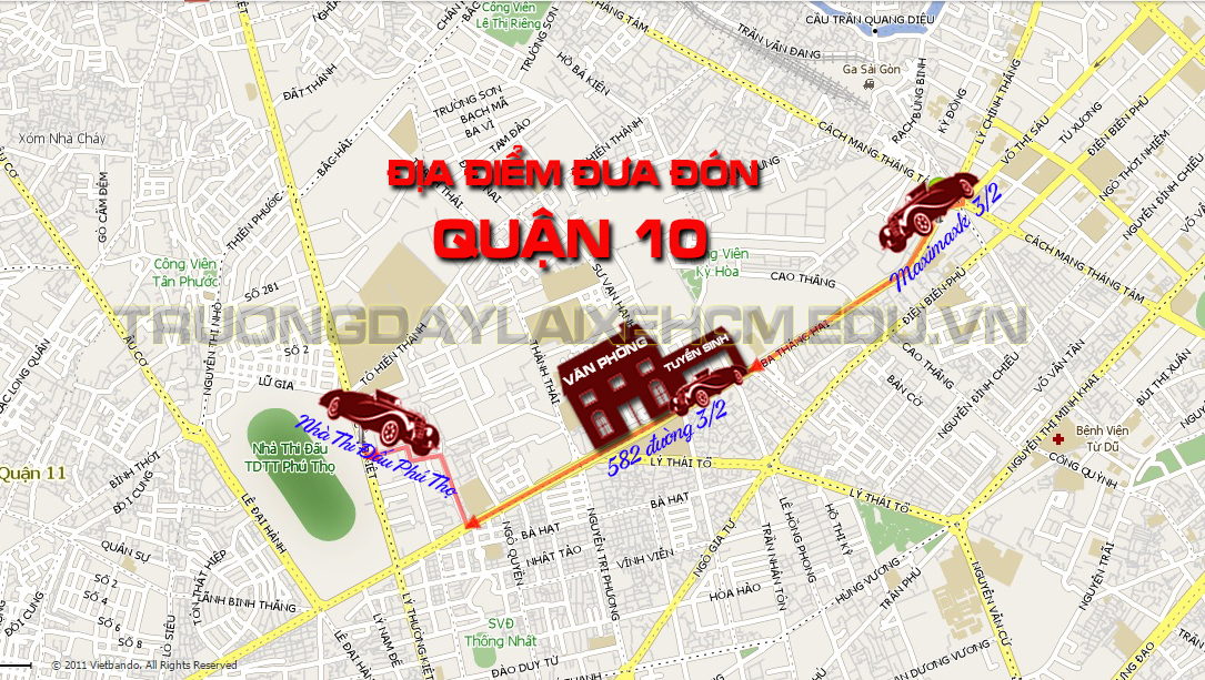 ĐIỂM ĐƯA ĐÓN HỌC THỰC HÀNH HỌC LÁI XE Ô TÔ TẠI QUẬN 5