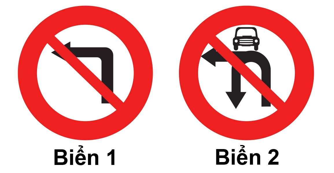 Biển báo dưới đây cấm xe ô tô rẽ trái và quay đầu