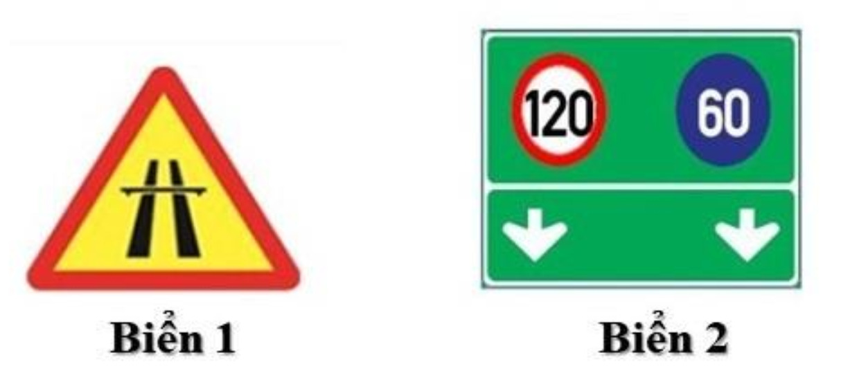 Biển báo dưới đây chỉ dẫn bắt đầu đường cao tốc phân làn đường có tốc độ khác nhau