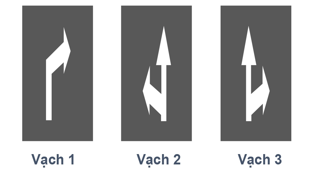Vạch 1: rẽ phải - Vạch 2: đi thẳng và rẽ trái - Vạch 3: đi thẳng và rẽ phải