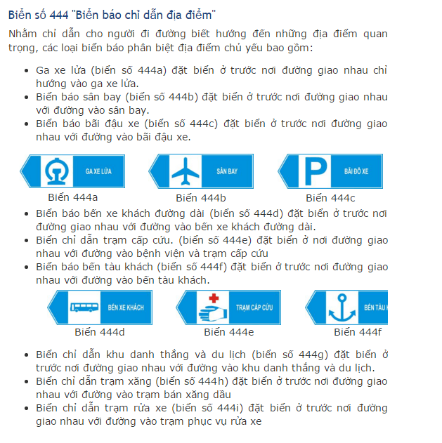 Kỹ năng học lái xe ôtô: biển báo chỉ dẫn
