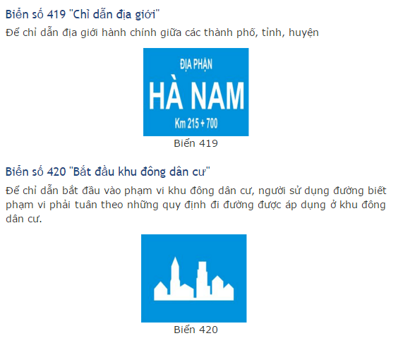 Kỹ năng học lái xe ôtô: biển báo chỉ dẫn