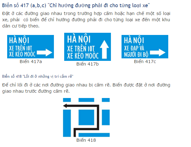 Kỹ năng học lái xe ôtô: biển báo chỉ dẫn