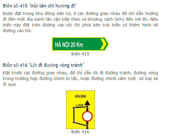 Kỹ năng học lái xe ôtô: biển báo chỉ dẫn