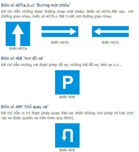Kỹ năng học lái xe ôtô: biển báo chỉ dẫn
