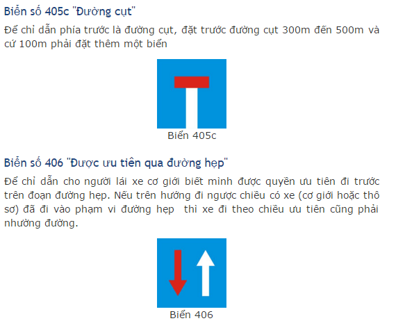 Kỹ năng học lái xe ôtô: biển báo chỉ dẫn