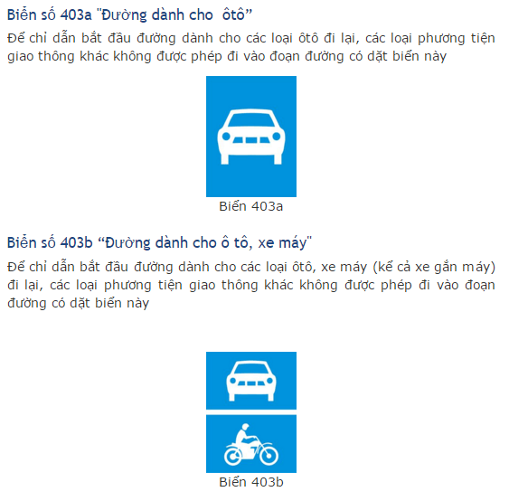 Kỹ năng học lái xe ôtô: biển báo chỉ dẫn