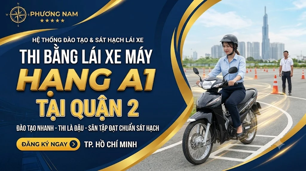 thi bằng lái xe máy quận 2 tphcm tại phương nam