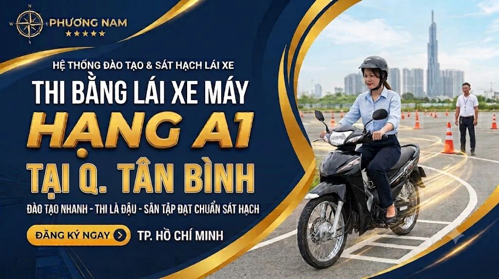thi bằng lái xe máy quận tân bình tphcm tại phương nam