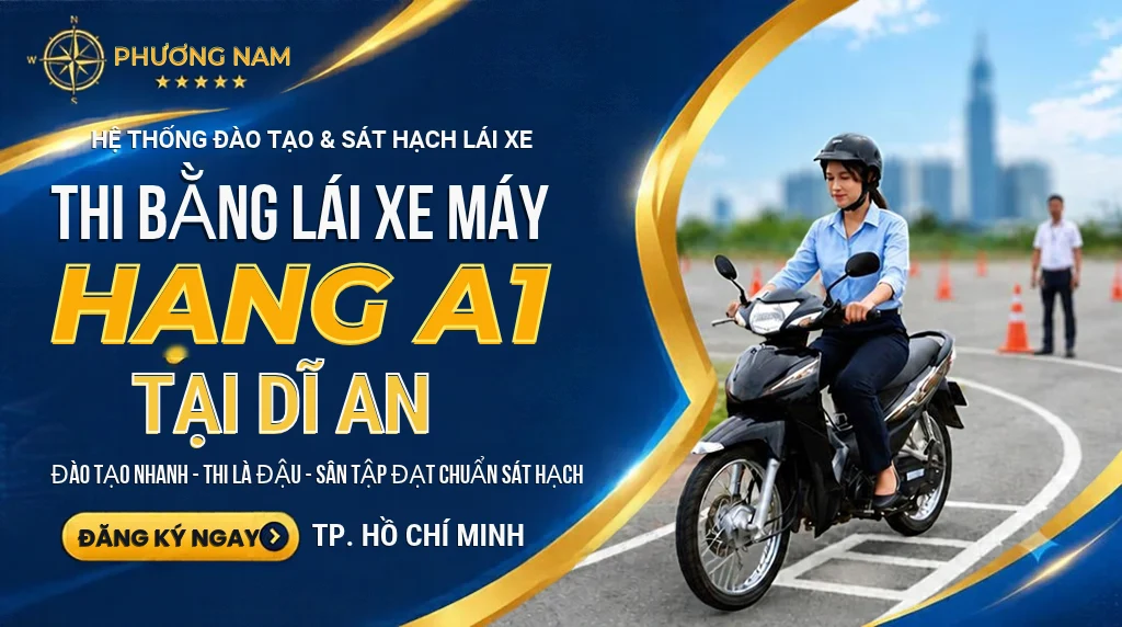 thi bằng lái xe máy dĩ an tphcm tại phương nam.