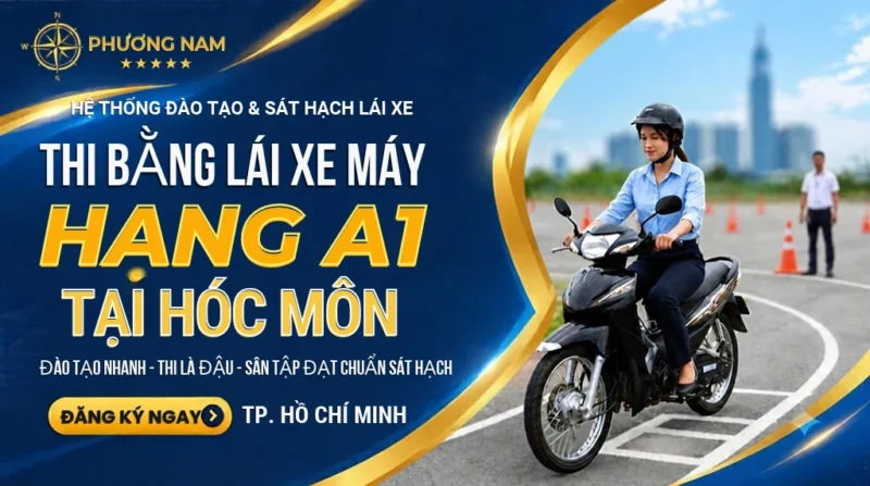 thi bằng lái xe máy hóc môn tphcm tại phương nam.
