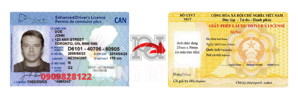 đổi bằng lái xe Canada sang Việt Nam