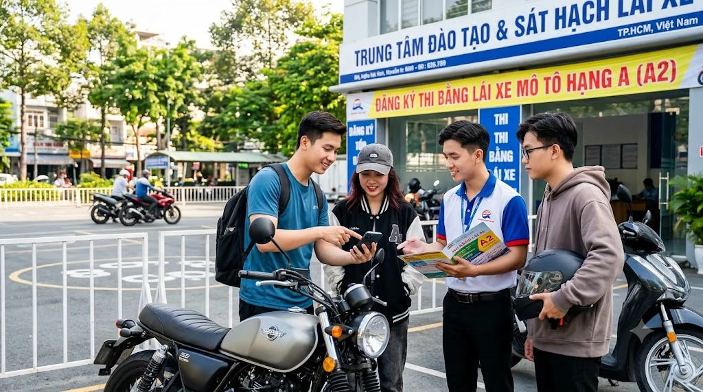 thi bang lai xe a2 phương nam